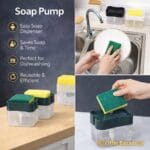 2-in-1 Manual Press Dish Soap Dispenser (with Sponge Holder)